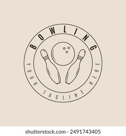 Bowling line art logo icon and symbol minimalist game tournament vector illustration design
