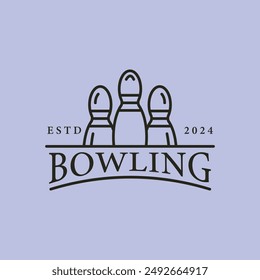Bowling line art logo icon and symbol minimalist game tournament vector illustration design