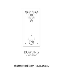 Bowling line icon isolated on white background vector illustration.