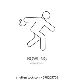 Bowling line icon isolated on white background vector illustration.