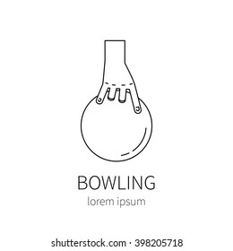 Bowling line icon isolated on white background vector illustration.