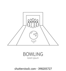 Bowling line icon isolated on white background vector illustration.