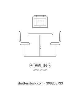 Bowling line icon isolated on white background vector illustration.