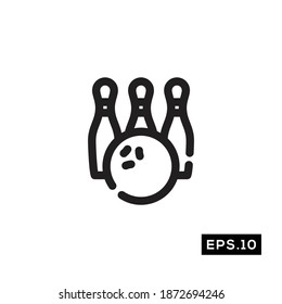 Bowling Line Icon. Bowling Sign Logo Vector