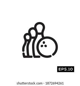 Bowling Line Icon. Bowling Sign Logo Vector