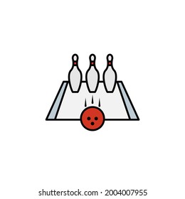bowling line recolored icon. Signs and symbols can be used for web, logo, mobile app, UI, UX