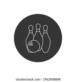 Bowling line white icon in flat style. Vector