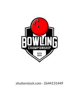 Bowling logo, ball and shield