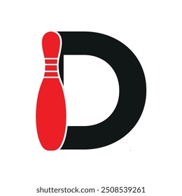 Logotipo de Bowling combinado con la letra D Vector Plantilla