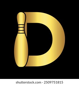 Bowling Logo kombinieren mit Buchstabe D Vektor Vorlage
