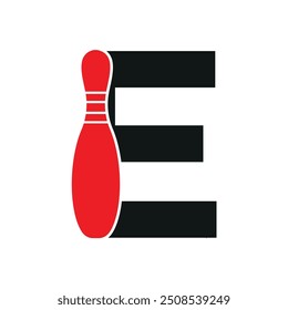 Bowling Logo combine with letter E vector template