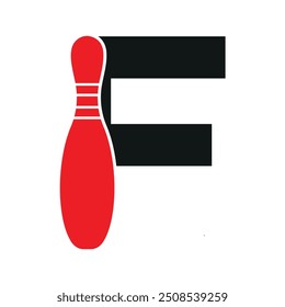 Bowling Logo combine with letter F vector template