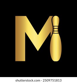 Bowling Logo combine with letter M vector template