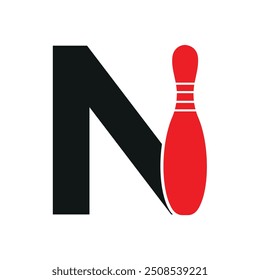 Bowling Logo combine with letter N vector template