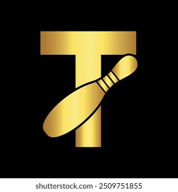 Bowling Logo combine with letter T vector template