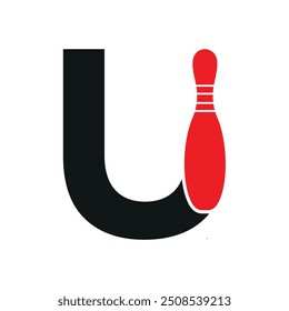 Bowling Logo combine with letter U vector template