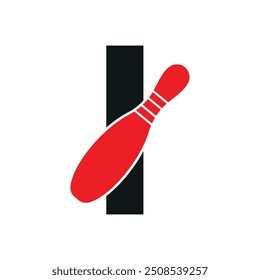 Logotipo de Bowling combinado con la letra I Vector Plantilla