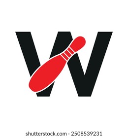 Bowling Logo combine with letter W vector template