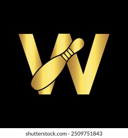 Bowling Logo combine with letter W vector template