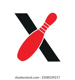 Bowling Logo combine with letter X vector template