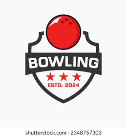 Bowling Logo Concept With Shield and Bowling Ball Symbol