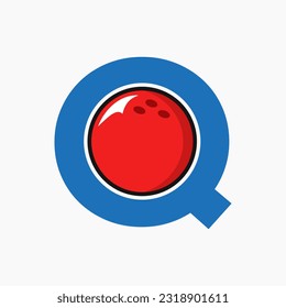 Bowling Logo Design On Letter Q Concept. Bowling Sport Logotype Symbol