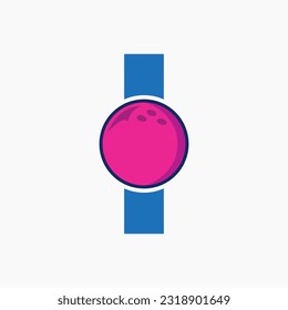 Bowling Logo Design On Letter I Concept. Bowling Sport Logotype Symbol