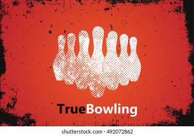 Bowling logo design. Bowling poster design. skittle logo