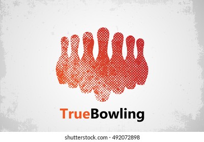 Bowling logo design. Bowling poster design. skittle logo