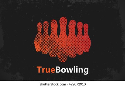 Bowling logo design. Bowling poster design. skittle logo