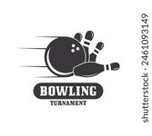 bowling logo design vector illustration. this logo suitable for sport, community, tournament and especially in the fields related to bowling
