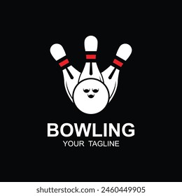 Ilustración vectorial de diseño de logotipo de bowling. este logotipo es adecuado para el deporte, la comunidad, el torneo y especialmente en los campos relacionados con el bowling