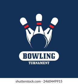 bowling logo design vector illustration. this logo suitable for sport, community, tournament and especially in the fields related to bowling