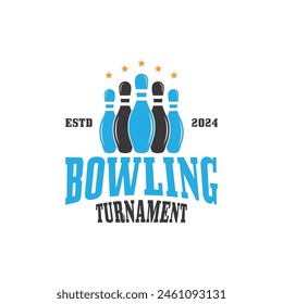 bowling logo design vector illustration. this logo suitable for sport, community, tournament and especially in the fields related to bowling