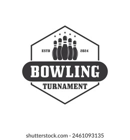 bowling logo design vector illustration. this logo suitable for sport, community, tournament and especially in the fields related to bowling