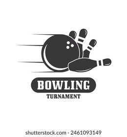 Ilustración vectorial de diseño de logotipo de bowling. este logotipo es adecuado para el deporte, la comunidad, el torneo y especialmente en los campos relacionados con el bowling