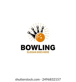 Ilustración vectorial de diseño de logotipo de bolos