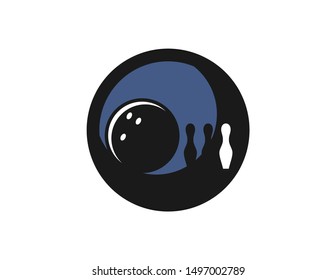 Bowling logo design vector. bowling silhouette logo design template. bowling line art logo