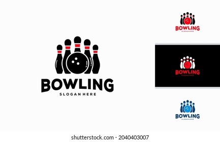 Bowling logo designs concept vector