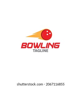 bowling logo with red moving ball element.