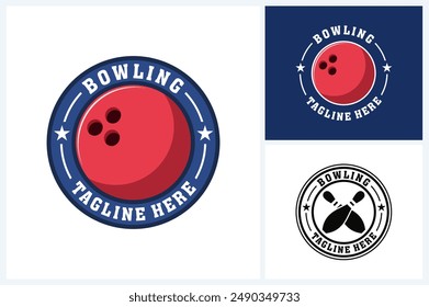 Bowling logo sport design template, bowling emblem vector, bowling tournament logo badge design vector illustration