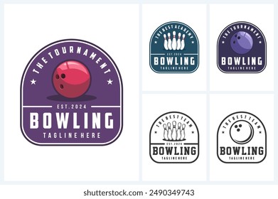 Bowling logo sport design template, bowling emblem vector, bowling tournament logo badge design vector illustration