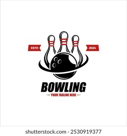 Bowling logo sport design template bowling tournament logo badge design vector illustration