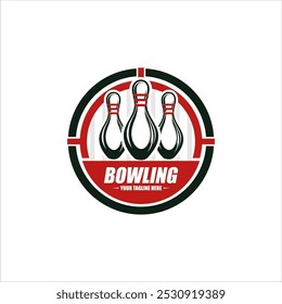 Bowling logo sport design template bowling tournament logo badge design vector illustration