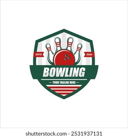 Bowling logo sport design template bowling tournament logo badge design vector illustration