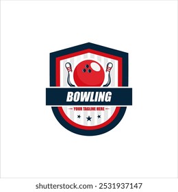 Bowling logo sport design template bowling tournament logo badge design vector illustration