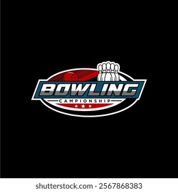 Bowling logo sport design template, bowling emblem vector, tournament logo badge design vector illustration