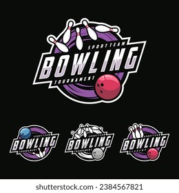 Bowling logo sport, emblem set collection, bowling vector illustration