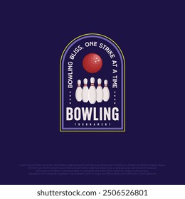 bowling logo template emblem. bowling ball and pin vector element illustration design