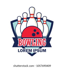 bowling logo with text space for your slogan / tag line, vector illustration